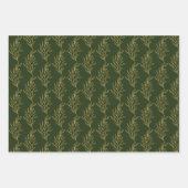 緑とモダン金ゴールド書道のクリスマス ラッピングペーパーシート (正面)