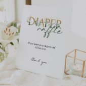 緑とモダン金ゴールド赤ちゃんシャワーおむつラッフル 台座サイン