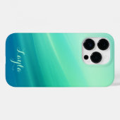 緑とモダン青のグラデーションの台本の書道 Case-Mate iPhoneケース (裏面 (横))
