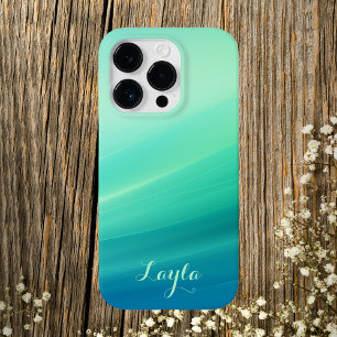 緑とモダン青のグラデーションの台本の書道 Case-Mate iPhone 14 PROケース
