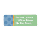 緑とモダン青のドット差出人住所 ラベル (正面)