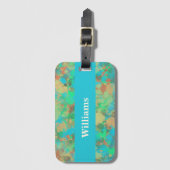 緑とモダン黄色のドロップ抽象デザイン ラゲッジタグ (正面縦)