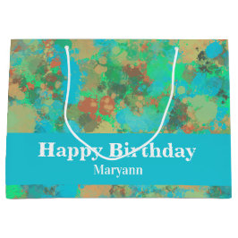 緑とモダン黄色のドロップ抽象デザイン ラージペーパーバッグ