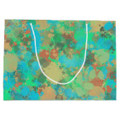 緑とモダン黄色のドロップ抽象デザイン ラージペーパーバッグ (裏面)