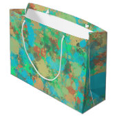 緑とモダン黄色のドロップ抽象デザイン ラージペーパーバッグ (裏面アングル)