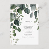 緑とユーカリ結婚の詳細 エンクロージャーカード (正面)