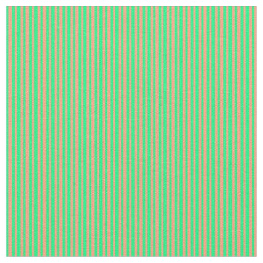 緑とライトサーモンの色の線 ファブリック (クローズアップ)