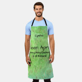 緑とライトブルー(付き) エプロン (着用した状態)