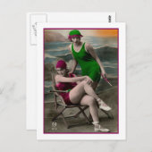 緑とラズベリースーツの入浴美しい ポストカード (正面/裏面)