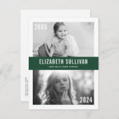 緑と今の写真コラージュ卒業 案内ポストカード (正面/裏面)