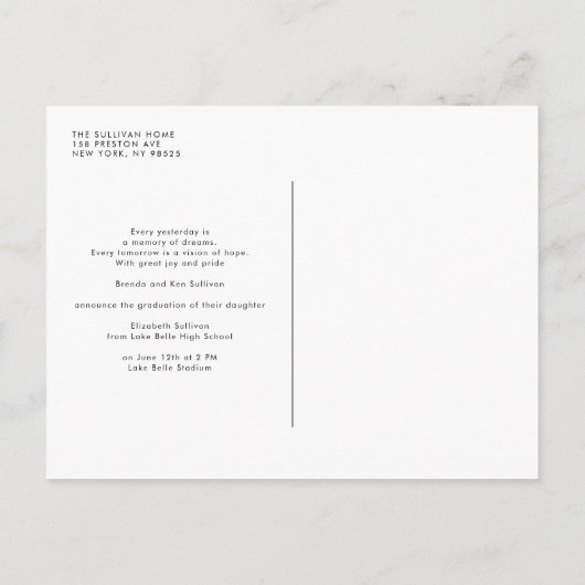 緑と今の写真コラージュ卒業 案内ポストカード (裏面)