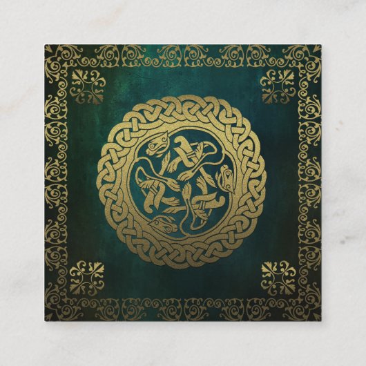 緑と伝統的金ゴールドの日付カードの保存 エンクロージャーカード (裏面)