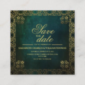 緑と伝統的金ゴールドの日付カードの保存 エンクロージャーカード (正面)