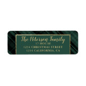 緑と伝統的金ゴールド素朴の格子状のクリスマス ラベル (正面)