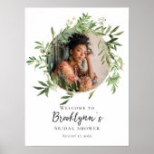 緑と写真のブライダルシャワー歓迎 ポスター (正面)