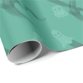 緑と可愛い飛んでいる幽霊 ラッピングペーパー (ロールコーナー)