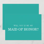 緑と可愛らしい！あなたは私のウェディングパーティーのメイドオブオナーになってくれる？ 招待状 (正面/裏面)