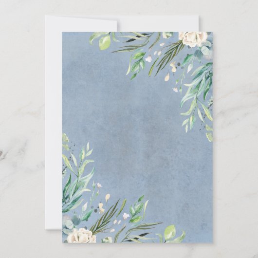 緑と埃の多い結婚青の婚約パーティ 招待状 (裏面)