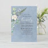 緑と埃の多い青エレガントい赤ちゃんシャワー 招待状 (スタンド正面)