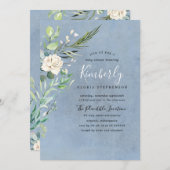 緑と埃の多い青エレガントい赤ちゃんシャワー 招待状 (正面/裏面)