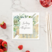 緑と多肉種の金ゴールド エレガント スタンダードカクテルナプキン (インサイチュ)