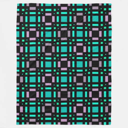 緑と幾何学色の幾何学模様pl フリースブランケット (正面)