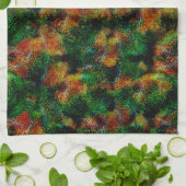 緑と強いオレンジ色のベルガモット肌の質感 キッチンタオル (折り畳み)