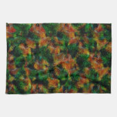 緑と強いオレンジ色のベルガモット肌の質感 キッチンタオル (横)