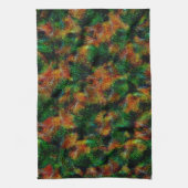 緑と強いオレンジ色のベルガモット肌の質感 キッチンタオル (縦)