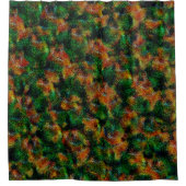 緑と強いオレンジ色のベルガモット肌の質感 シャワーカーテン (正面)