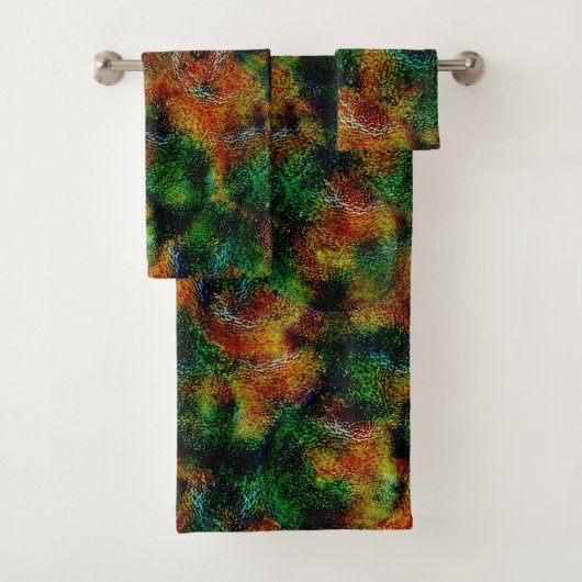 緑と強いオレンジ色のベルガモット肌の質感 バスタオルセット (インサイチュ)