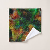 緑と強いオレンジ色のベルガモット肌の質感 バスタオルセット (ウォッシュタオル)