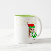 緑と星のクリスマス・フェアリー ツートーンマグカップ (正面右)