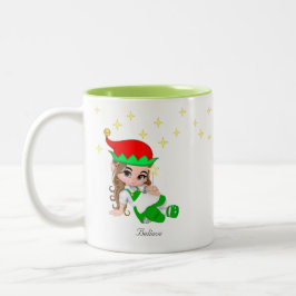 緑と星のクリスマス・フェアリー ツートーンマグカップ