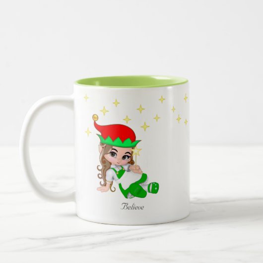 緑と星のクリスマス・フェアリー ツートーンマグカップ (左)