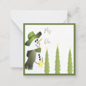 緑と星の雪だるま ノートカード (裏面)