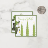 緑と星の雪だるま ノートカード (正面/裏面インサイチュ)