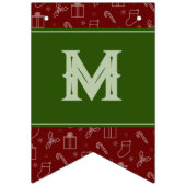 緑と暗赤色のメリークリスマスアイコンのフラグ バンティングフラッグ (第2の旗)