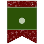 緑と暗赤色のメリークリスマスアイコンのフラグ バンティングフラッグ (第1の旗)