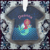 緑と月の海の青で泡立つ人魚 オーナメント