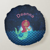 緑と月の海の青で泡立つ人魚 ラウンドクッション (裏面)