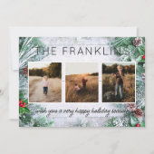 緑と木の素朴クリスマスフォト シーズンカード (正面)