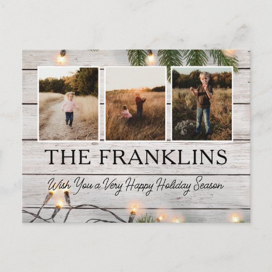 緑と木の素朴クリスマスフォト ポストカード (正面)