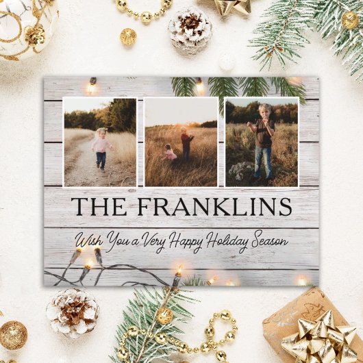 緑と木の素朴クリスマスフォト ポストカード