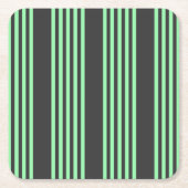 緑と木炭の五ストライプ種類 スクエアペーパーコースター (正面)