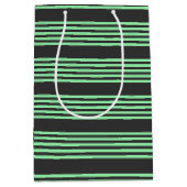 緑と木炭の五ストライプ種類 ミディアムペーパーバッグ (正面)