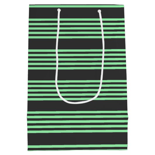緑と木炭の五ストライプ種類 ミディアムペーパーバッグ (裏面)
