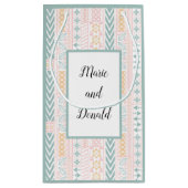 緑と桃の幾何学的 スモールペーパーバッグ (裏面)