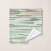 緑と桃の抽象芸術ストライプ バスタオルセット (ウォッシュタオル)