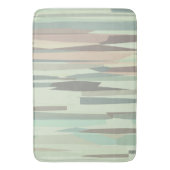 緑と桃の抽象芸術ストライプ バスマット (正面縦)